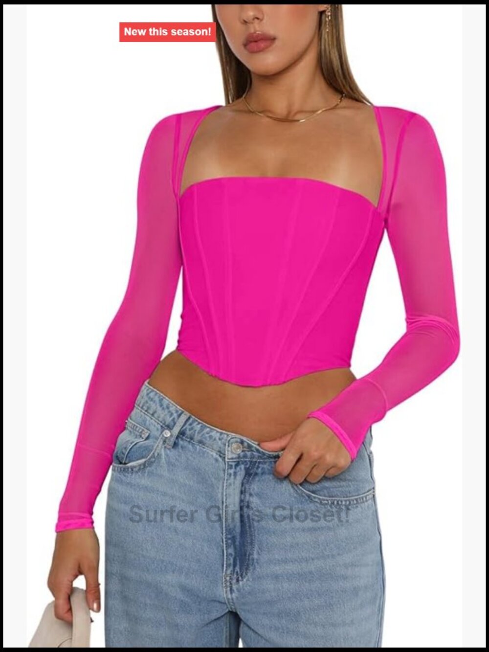 Sheer Mesh Long Sleeve Boned Corset Bustier Top Y2k Going Out